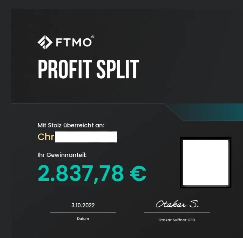 ELALIHOLDING Nachweis – Christian FTMO Payout